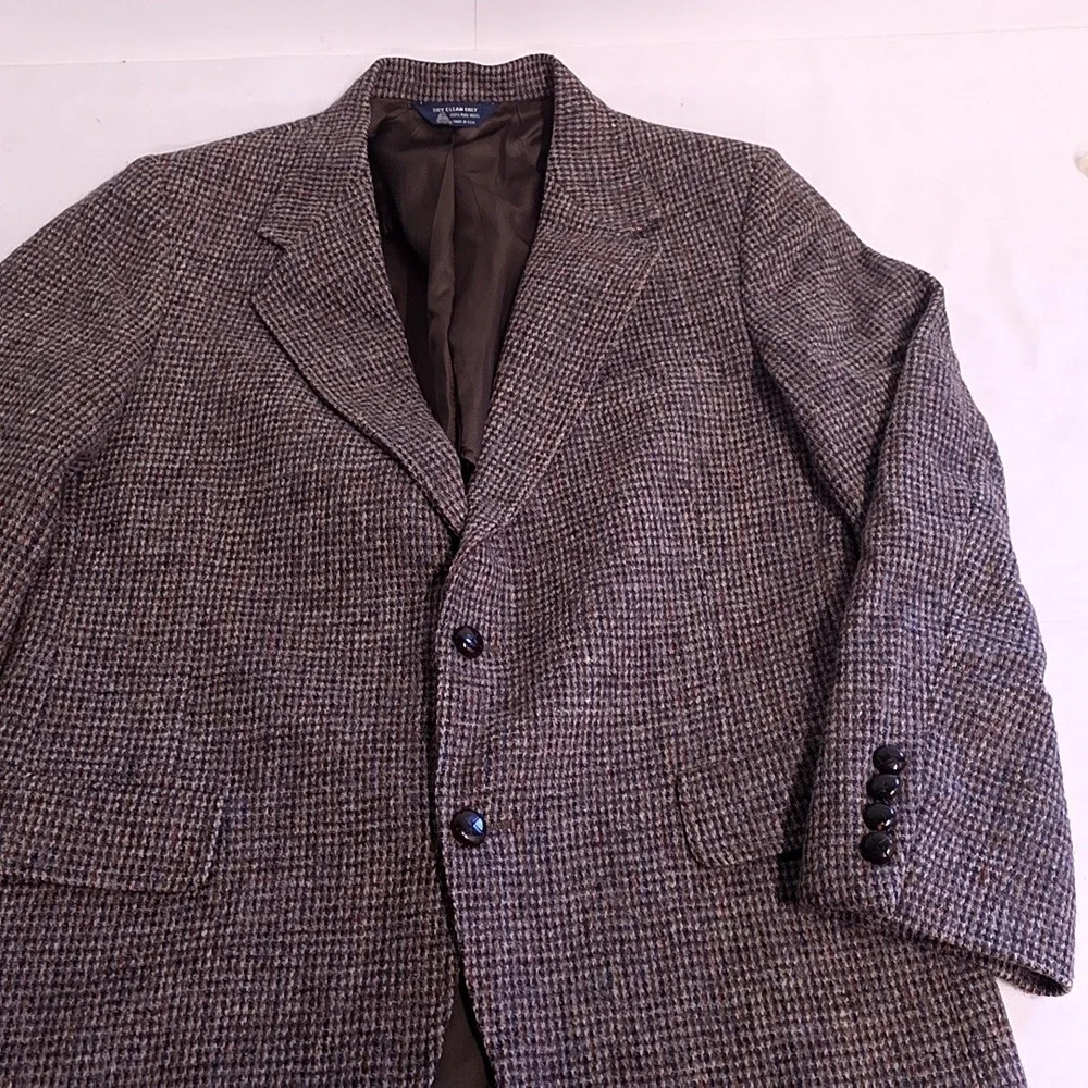 Kuppenheimer Harris Tweed Blazer Men 41R Brown Wool Sport Coat Handwoven USA